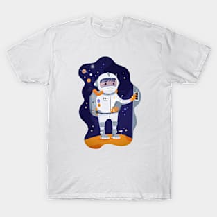 Cosmonaut in space on planet T-Shirt